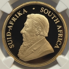 Золотая инвестиционная монета ЮАР "Крюгерранд" Krugerrand gold 31,1 грамм 1oz, в слабе NGC PROOF 70 ULTRA CAMEO