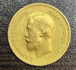Золотая монета 10 рублей Николай II 1902г.,АР