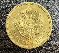 Золотая монета 10 рублей Николай II 1903г.,АР