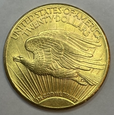 Золотая монета "Двойной орел" Свобода 20 долларов, 1927г. США